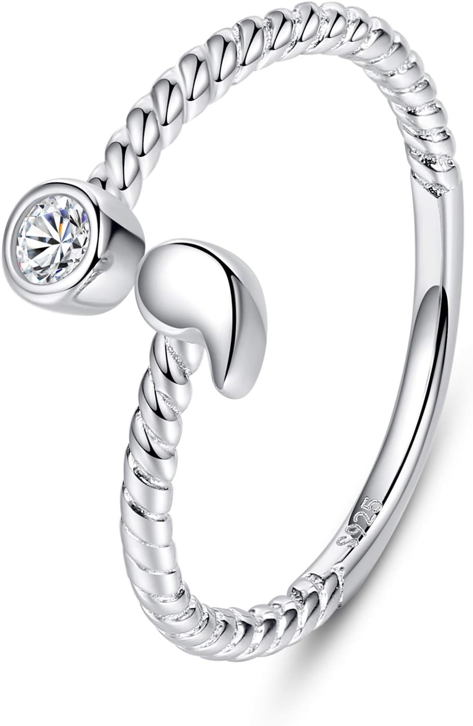 VIKI LYNN Semicolon Rings 925 Sterling Silver CZ Adjustable Open Jewelry for Women