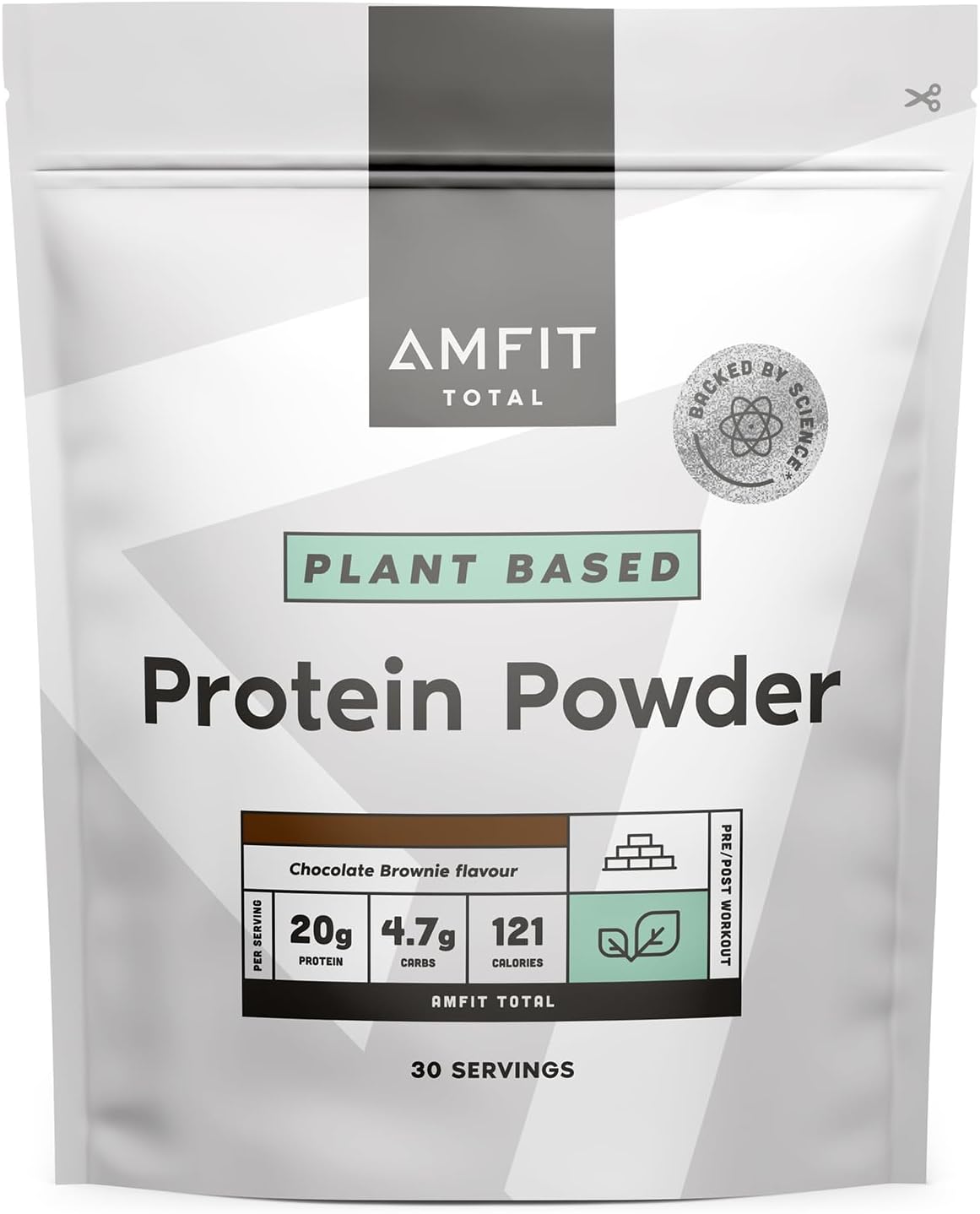 Amfit Nutrition Plant Based Protein Powder, Chocolate Brownie, 900g