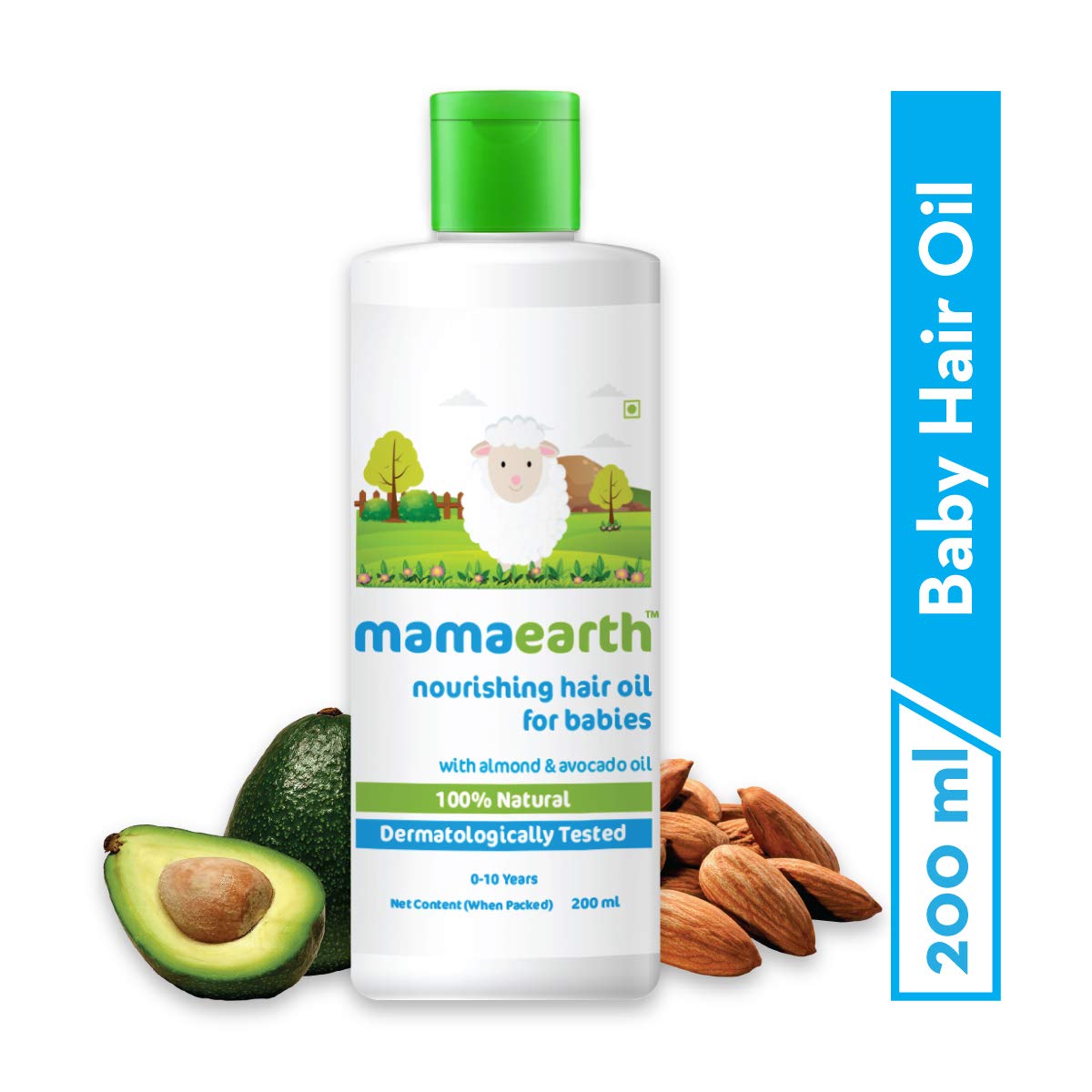 MAMAEARTH Nourishing Baby Hair Oil | Dry Scalp & Cradle Cap Care with Natural Avocado & Almond | Gentle Moisturizer for Delicate Skin 6.76 Fl Oz (200ml)