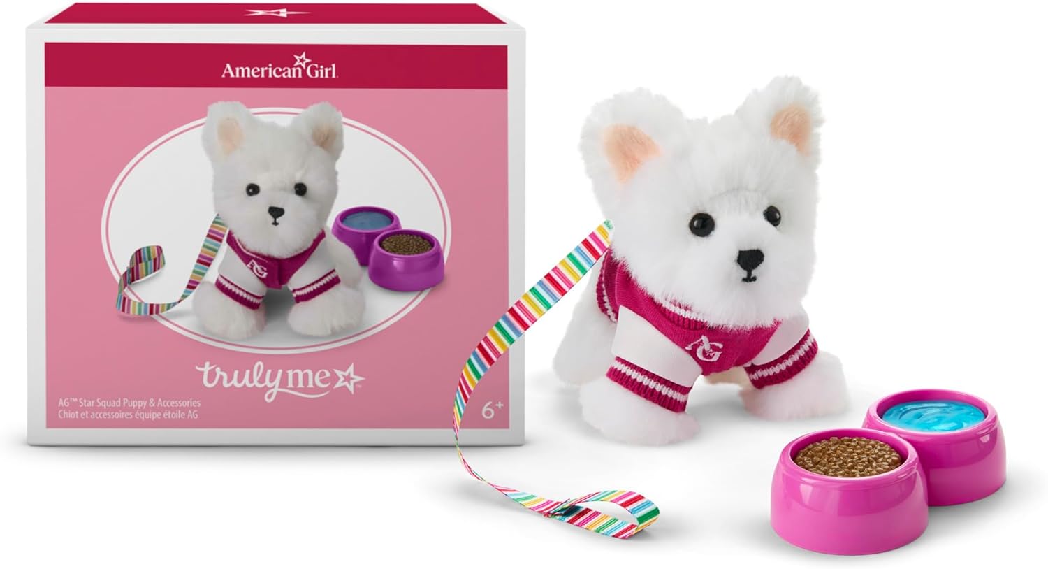 American Girl, Truly Me 18-inch Doll Accessories, AG Star Squad Puppy & Accessories, Coconut Chip, for Ages 6+