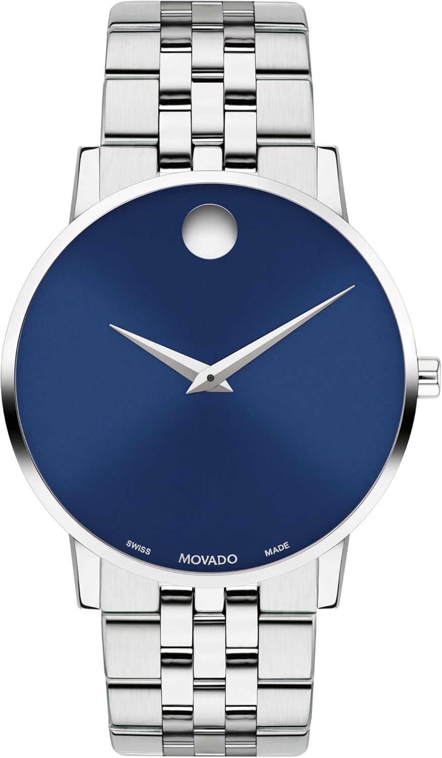 Movado Museum Classic Men's Swiss Quartz Watch - Stainless Steel, Link Bracelet - Water Resistance 3ATM/30 Meters - Classic Luxury Timepiece - Gift for Him - 40mm