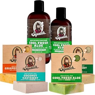 Dr. Squatch Men's Bar Soap and Hair Care BEACH Expanded Pack: Men's Natural Bar Soap: Coconut Castaway, Cool Fresh Aloe Shampoo and Conditioner Set, Cool Fresh Aloe, Grapefruit IPA, Spearmint Basil