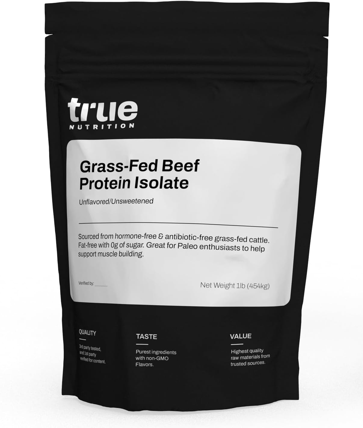 True Nutrition Grass Fed Beef Protein Isolate Powder - 31g Protein per Serving - Zero Carb, Fat Free, Dairy Free, Non-GMO - Paleo, Keto, Carnivore - Unflavored/Unsweetened - 1lb