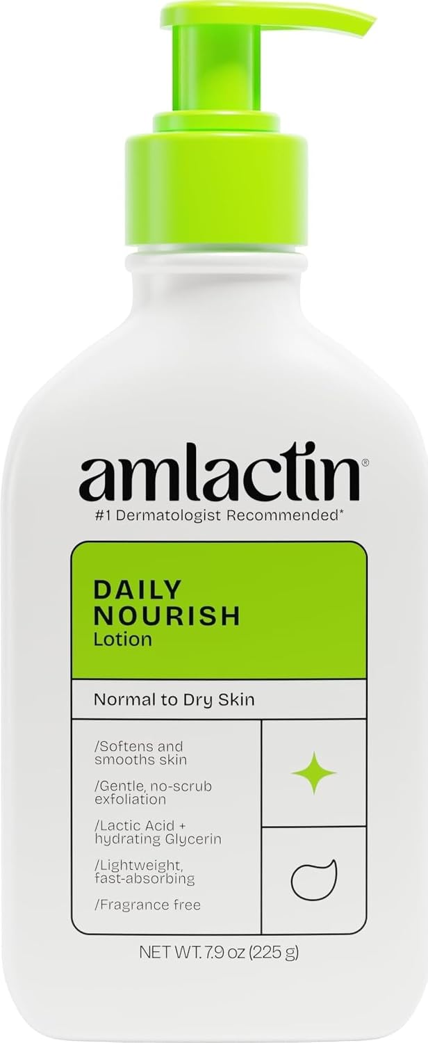 AmLactin Daily Moisturizing Body Lotion | Instantly Hydrates, Relieves Roughness | Powerful Alpha-Hydroxy Therapy Gently Exfoliates | Smooths Rough, Dry Skin | Paraben-Free 7.9 oz.