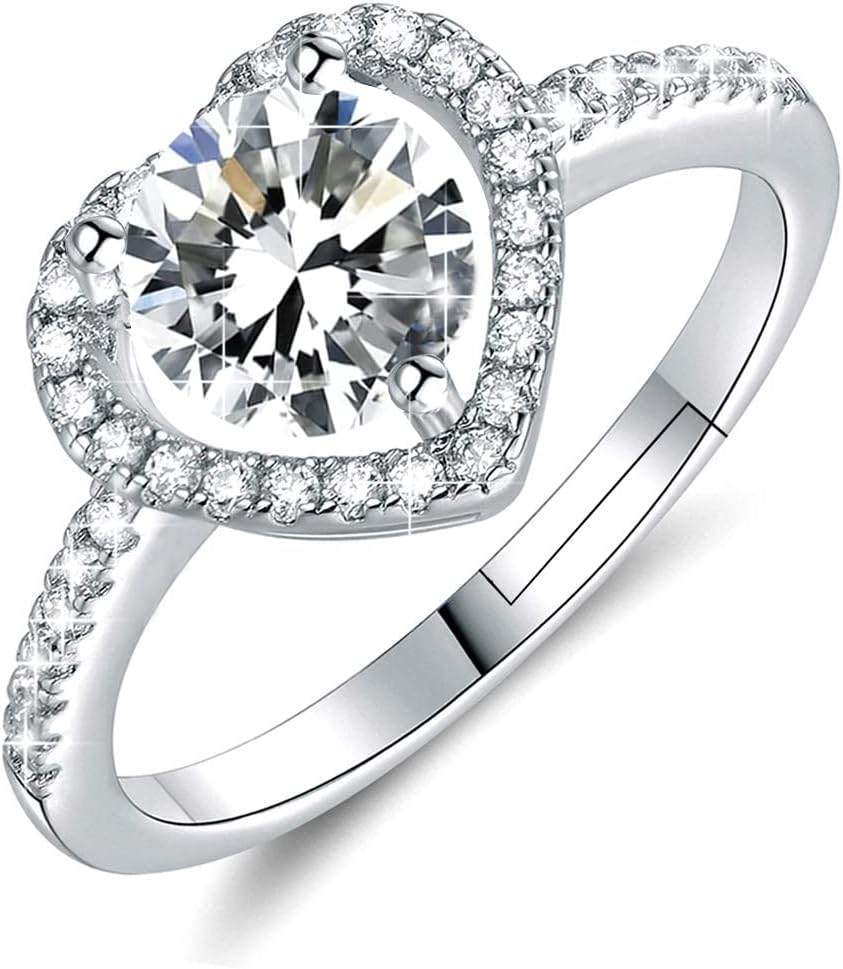 M&Ostyle 925Silver Moissanite Adjustable Engagement Ring, Promise Eternity Ring for Women,Wedding Rings,Jewelry Gift,Friendship Promise Fashion Jewelry Valentine Gifts for Women