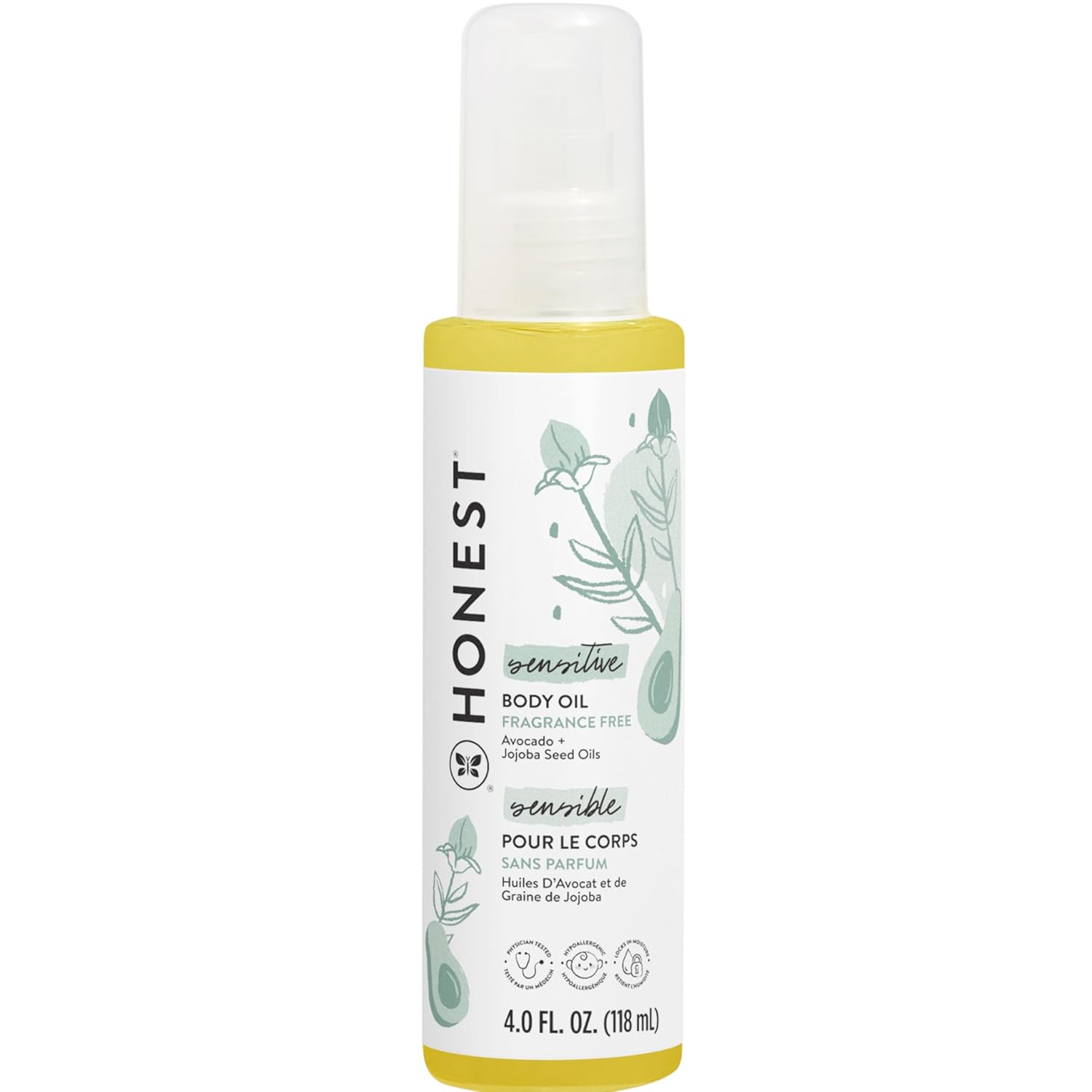 The Honest Company Organic Body Oil | Gentle for Baby | Fragrance Free, Plant-Based, Hypoallergenic | 4.0 fl oz