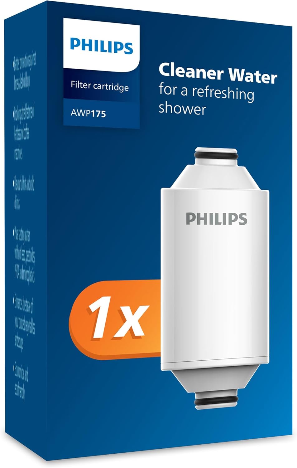 Philips Water - Shower Filter Cartridge, Remove Chlorine and impurities, Filtration Capacity: 50,000 L - Packaging May Vary