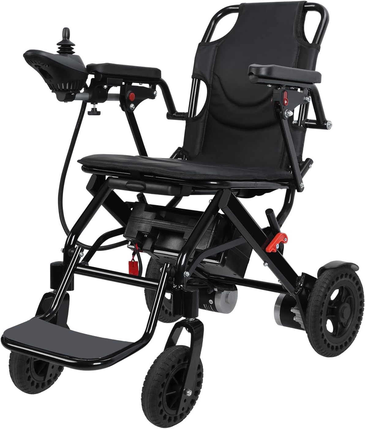 Lightweight Electric Wheelchairs for Adults, Foldable Electric Wheelchair/Powerchair, Aluminium Frame, 20km Range, 500W Motor, 10Ah Battery, for Travel & Airplane (Black)