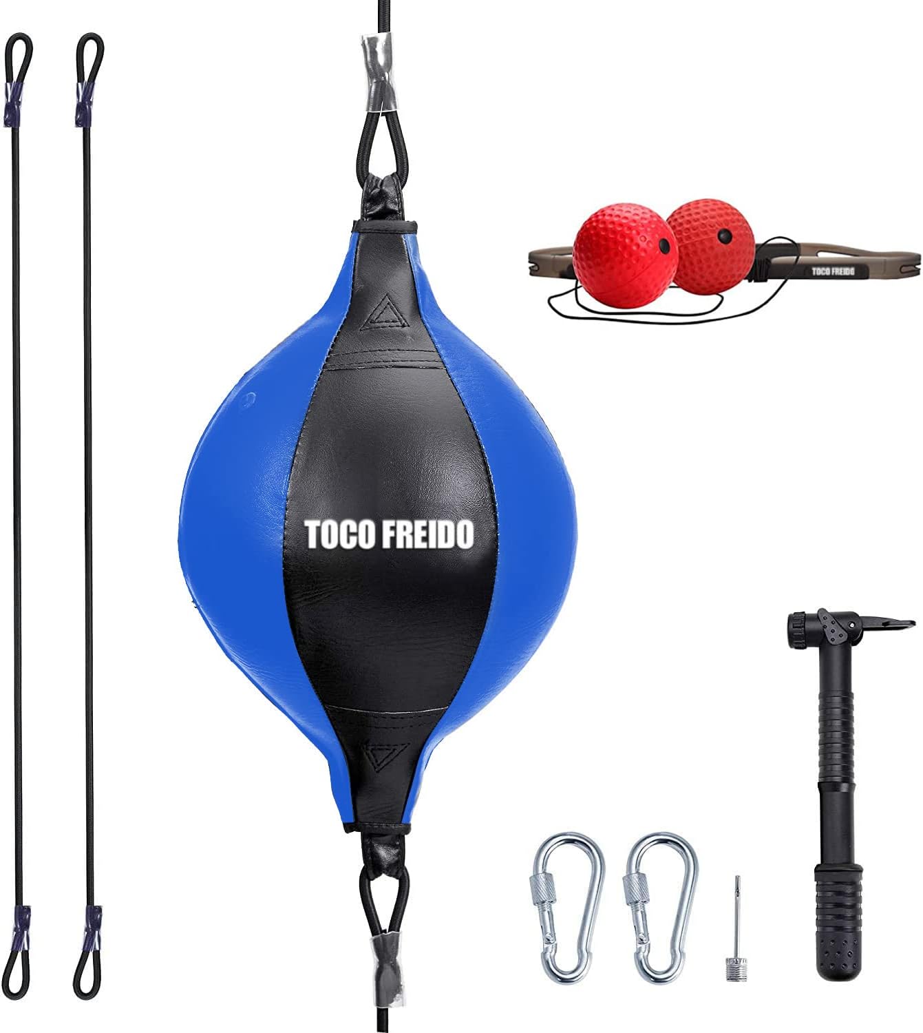 TOCO FREIDO Double End Punching Ball, Speed Bag with Difficulty Levels Boxing Reflex Ball with Headband, Perfect for Reaction, Agility, and Hand Eye Coordination Training
