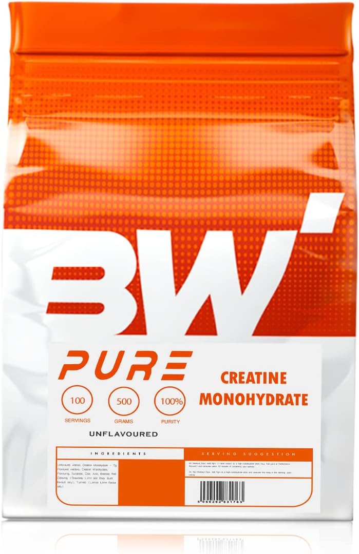 Pure Creatine Monohydrate Powder - Unflavoured 500g - for Strength, Performance & Recovery - Bodybuilding Warehouse