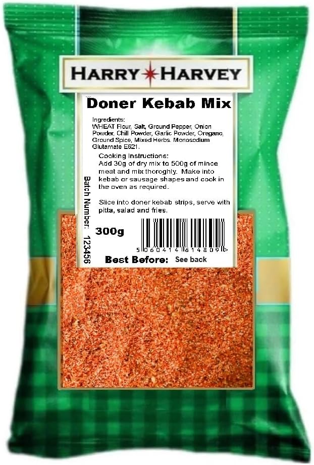 Harry Harvey Doner Kebab Mix 300g | Authentic Takeaway & Chip Shop Style Seasoning | Easy Home Meat Mix for Lamb, Chicken or Veg | Make 5kg Kebab Meat - Taste & Texture Like Takeaway
