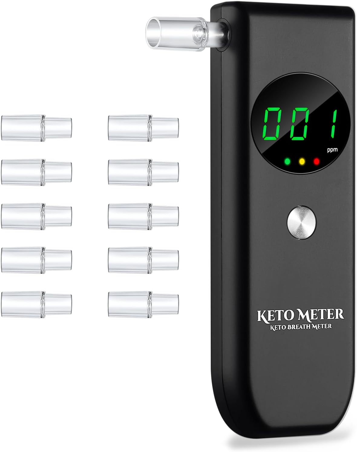 Ketone Breath Analyzer Professional Breath Ketosis Meter for Ketosis Testing – Portable, Advanced Breath Ketone Tester with 10 Replaceable Mouthpieces, Perfect for Tracking Your Ketones