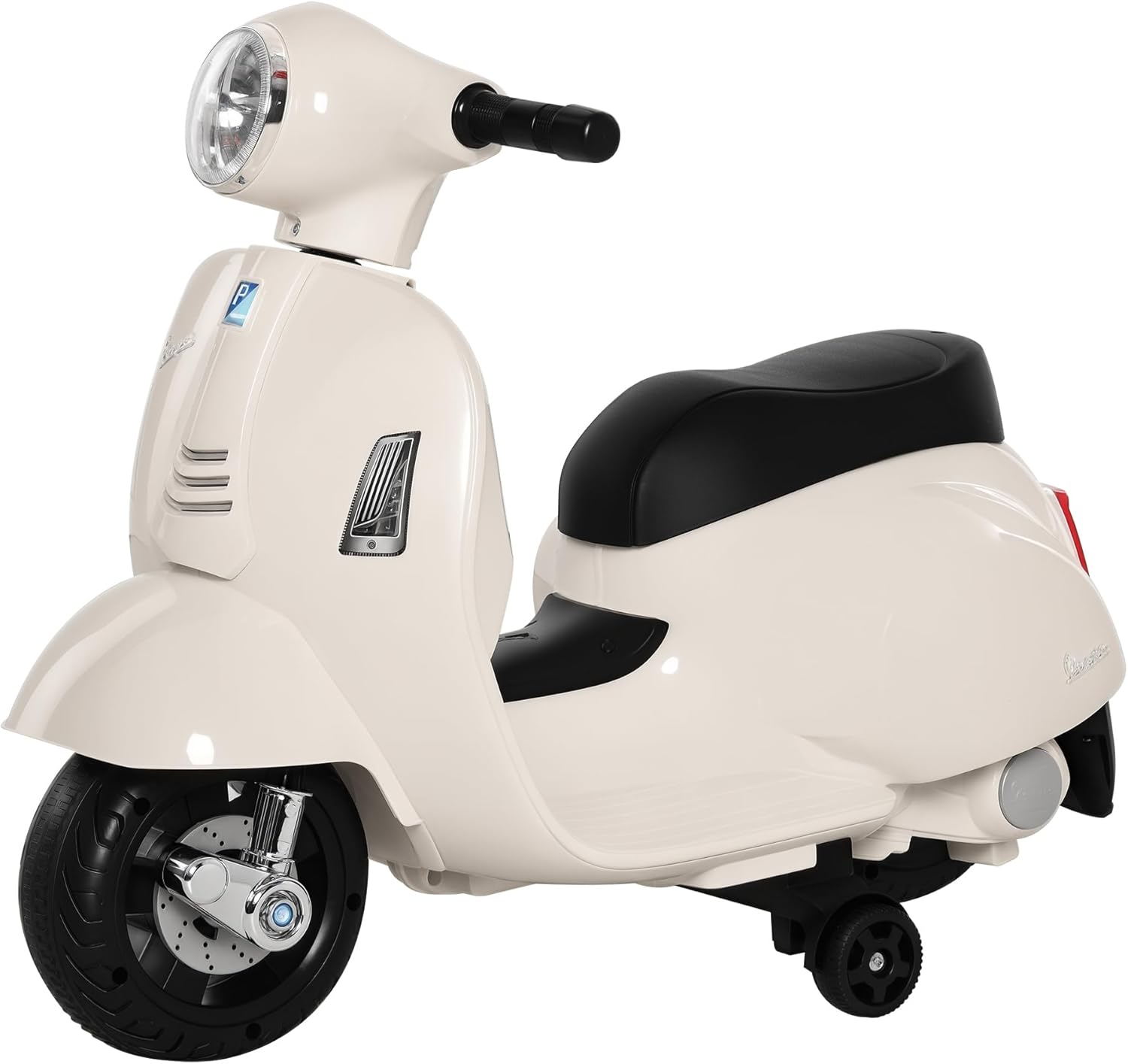 HOMCOM Vespa Licensed 6V Kids Electric Motorbike Ride On Motorcycle Battery Powered for 18-36 Months with Horn Headlight White