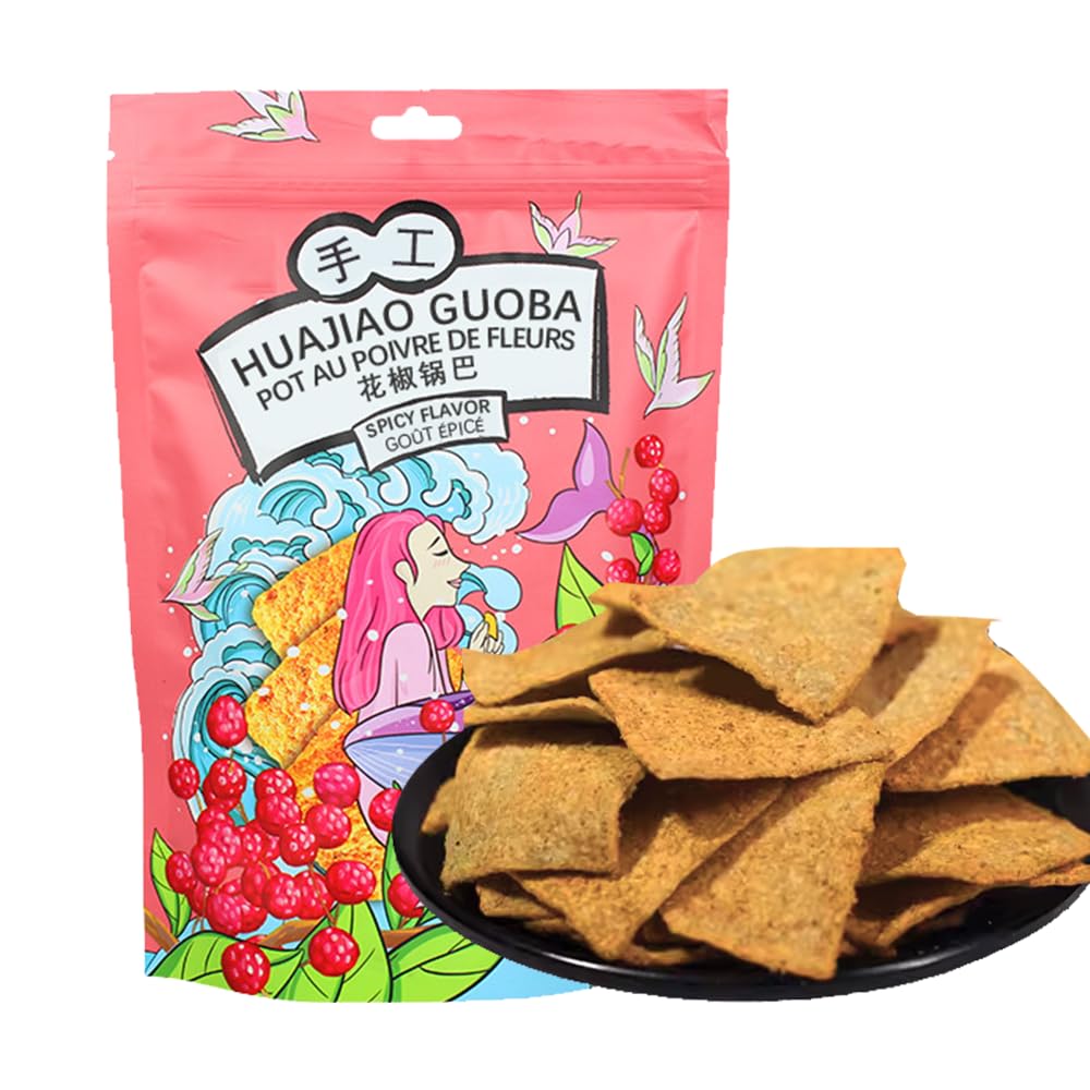 SIJIYUNLI-huajiao guoba 158g/5.57oz Coarse Grain, Internet Famous Snack, Nostalgic Casual Snack, Handmade rice crust (158g/5.57oz, Spicy flavor)
