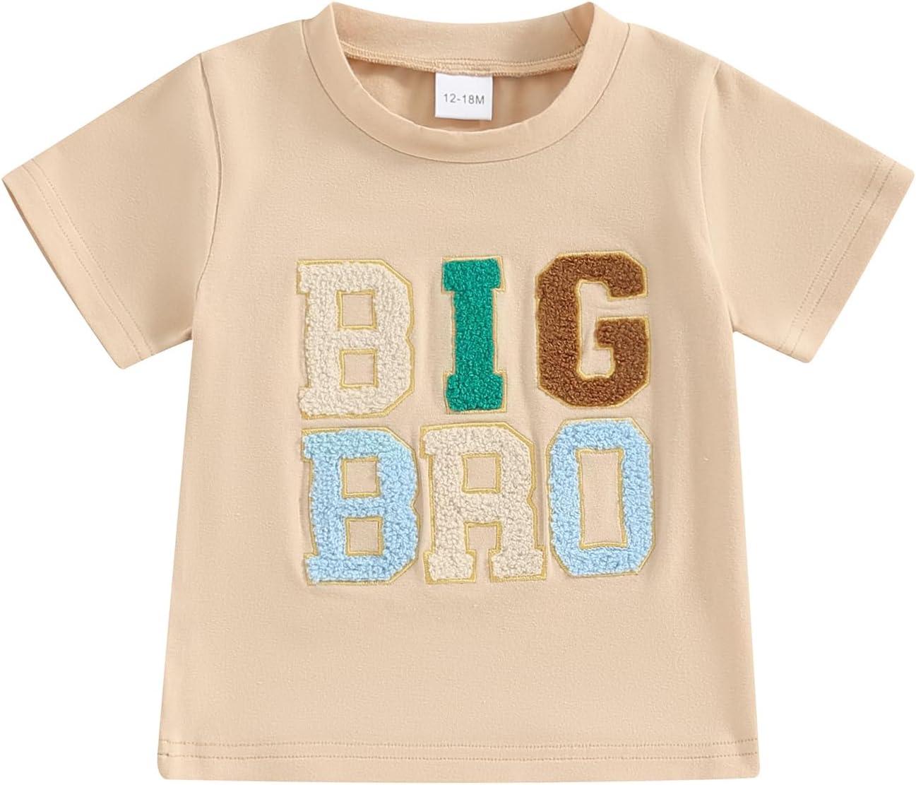 Carolilly Big Brother Little Brother Matching Short Sleeve Letter Embroidery Crewneck T-Shirt or Bodysuit for Summer