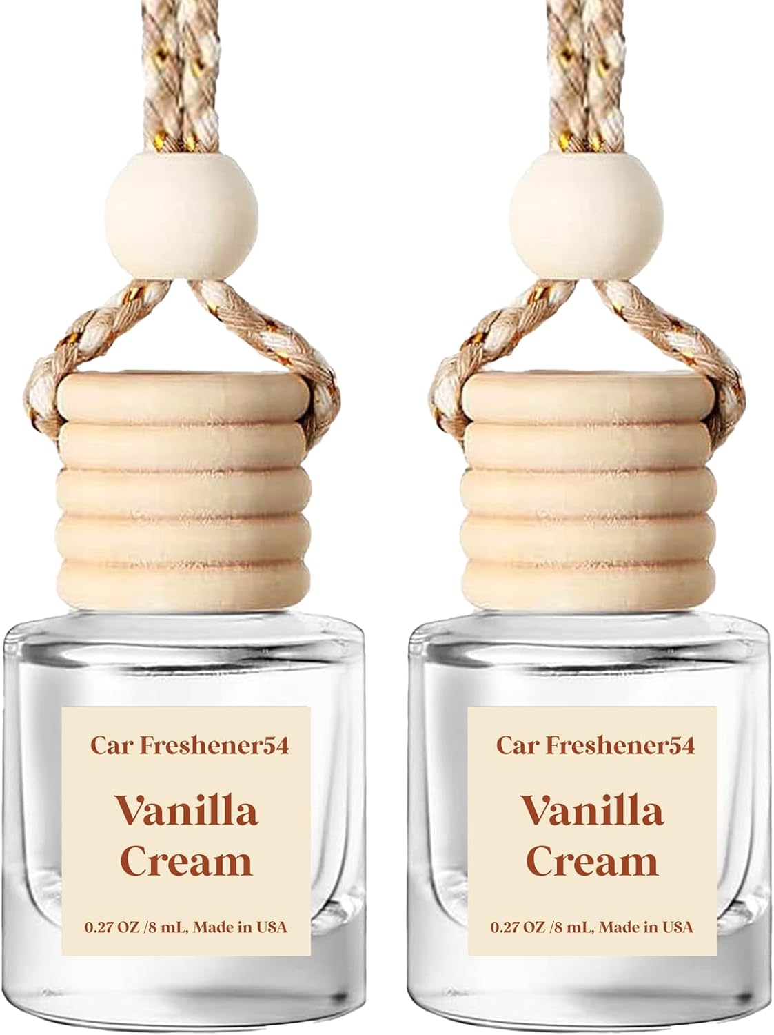 Car Air Freshener Hanging 2 Pack Vanilla Cream Air Freshener Diffuser for Cars, 45+ days Long-Lasting Fragrance, Air Fresheners Diffuser oil For Car,Car Air Freshener For Women Gift, Made in USA