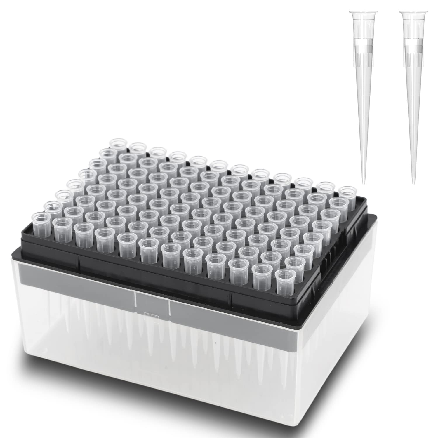 ONiLAB 200µL Universal Pipette Tips, 96 Tips/Rack, DNase/RNase Free | Autoclavable Design, Transparent Material, Non-Pyrogenic, Precision Liquid Transfer, Laboratory Research Use