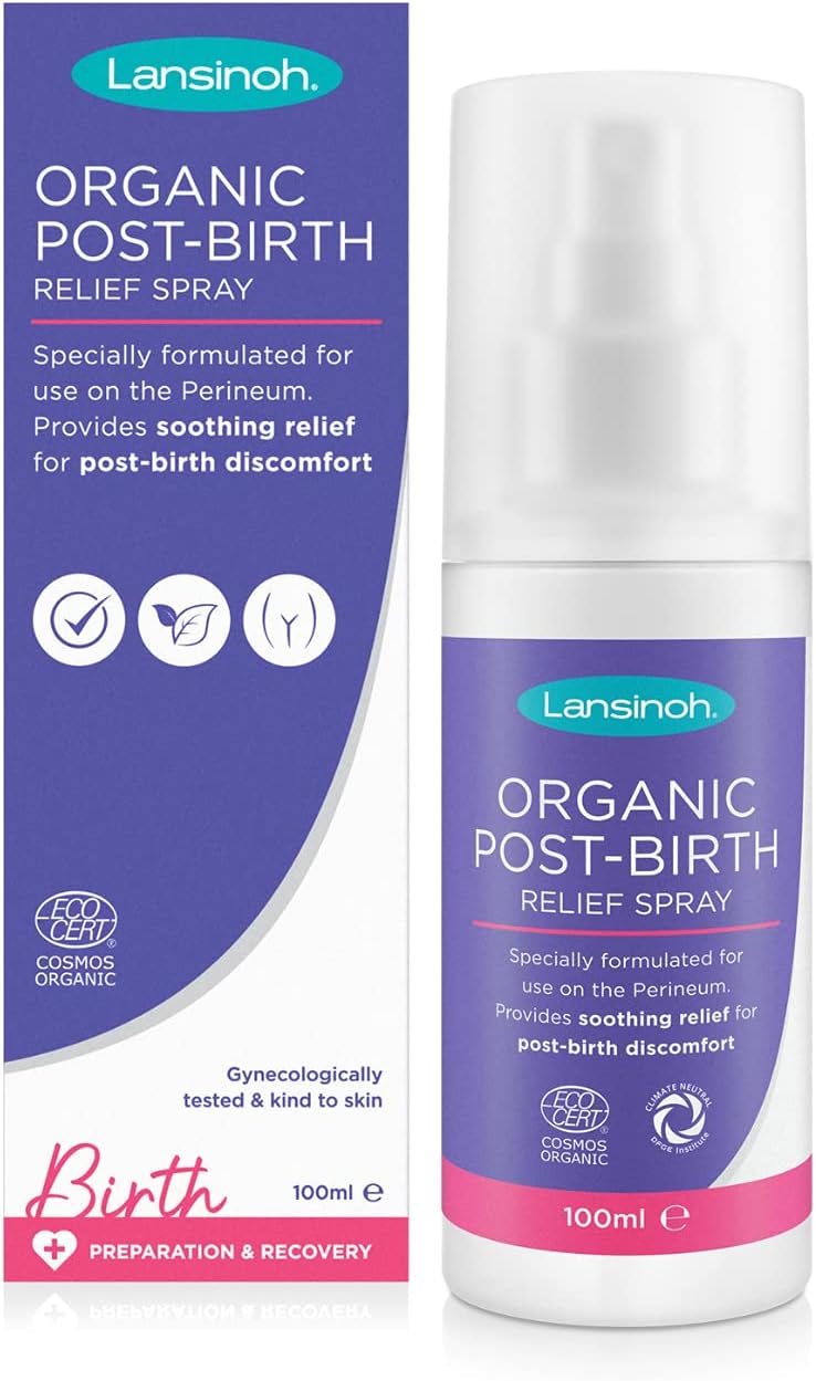 Lansinoh Organic Post-Birth Relief Spray - 100ml - Natural ingredients - soothing formula to soothe after giving birth