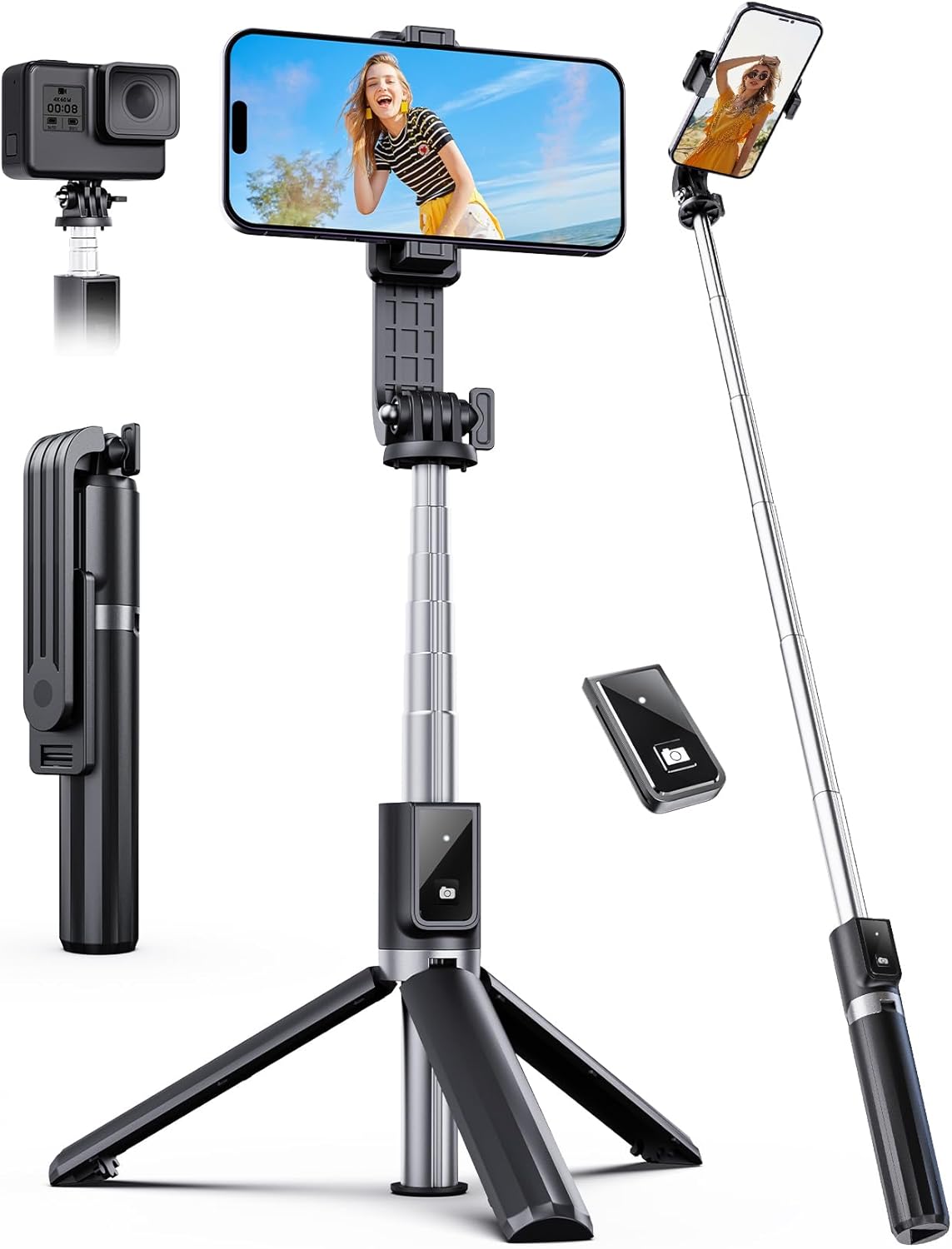 ANXRE Selfie Stick Tripod with Remote, Extendable 360° Rotatable Selfie Stick Tripod, 41.7" Phone Tripod Stand for Filming Compatible with iPhone Samsung Android Smartphone
