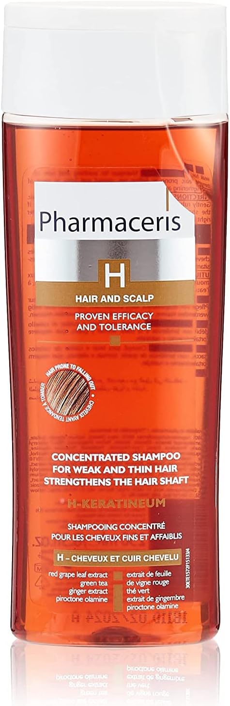 Pharmaceris H Keratineum, Concentrated Shampoo for Weak and Thin Hair, for Sensitive Scalp, Hair Strengthening, Hair Loss Treatment Women and Men - 250 ml