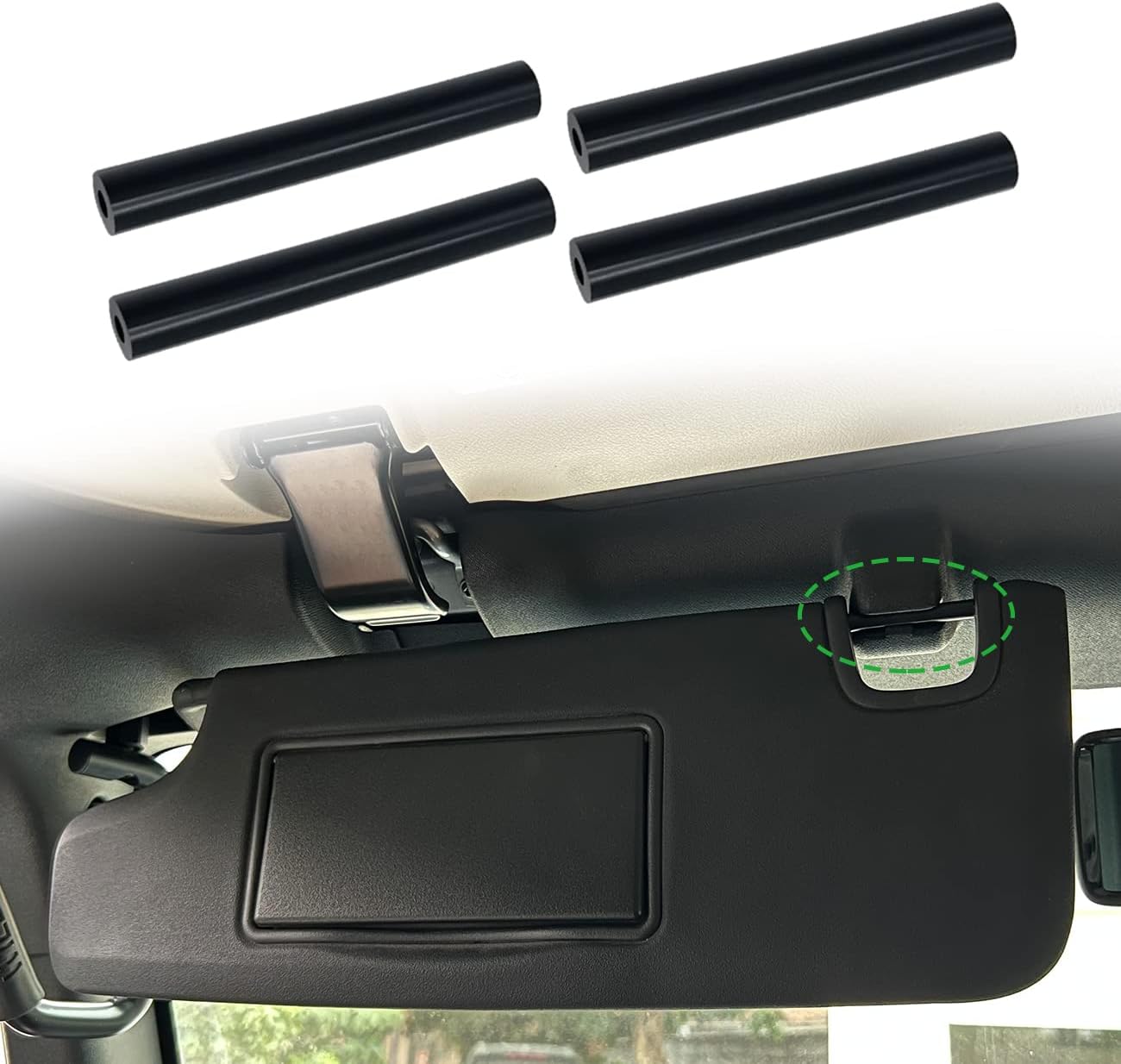 Sun Visor Repair Kit for Jeep Wrangler JK JKU 2007-2017 Repair Tubes for Left & Right Side Sunvisor,4Pcs(Black)