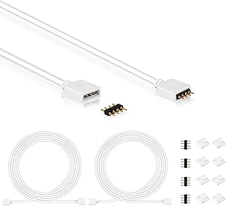 2-Pack 5m 16.4ft 4-Pin Extension Cable for RGB LED Light Strips