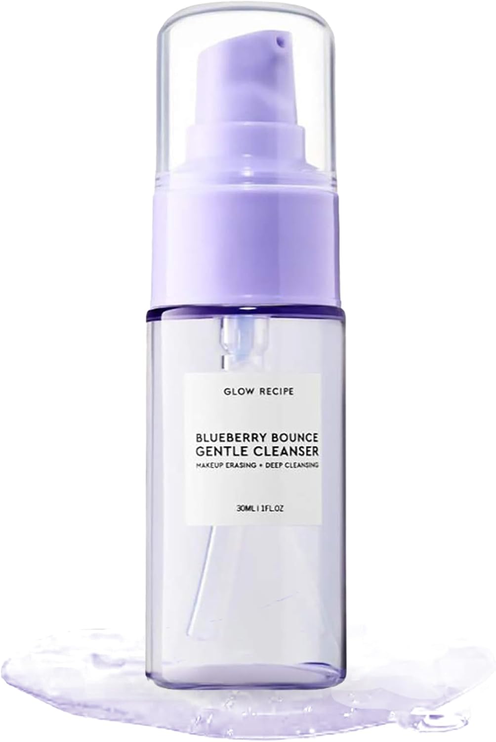 Glow Recipe Mini Blueberry Bounce Gentle Foaming Cleanser - Gentle Exfoliating Facial Cleanser with Hyaluronic Acid + AHA - Sulfate + Paraben-Free Face Wash - Travel-Size Gel Face Cleanser (30ml/1oz)