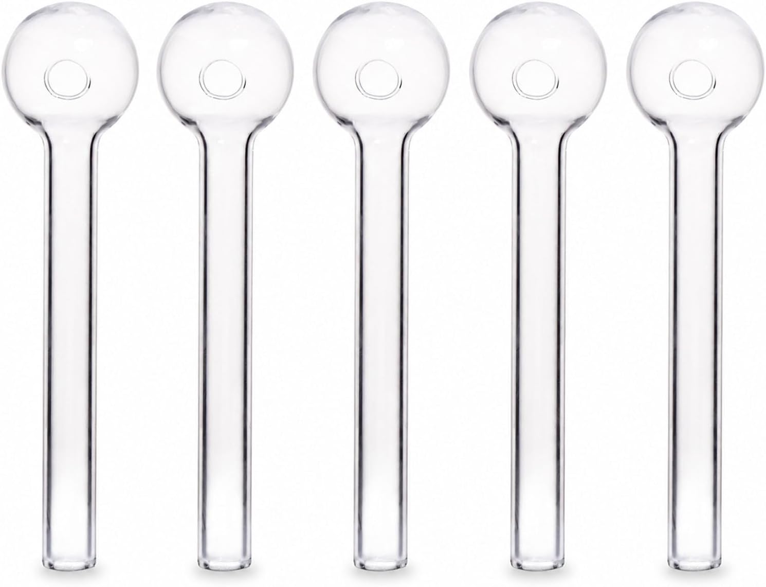 5 Pcs 10cm High Borosilicate Glass Tubes, Thick Clear Glass with 2.5cm Ball End, Heat Resistant Glassware for Lab, Aromatherapy & Daily Use