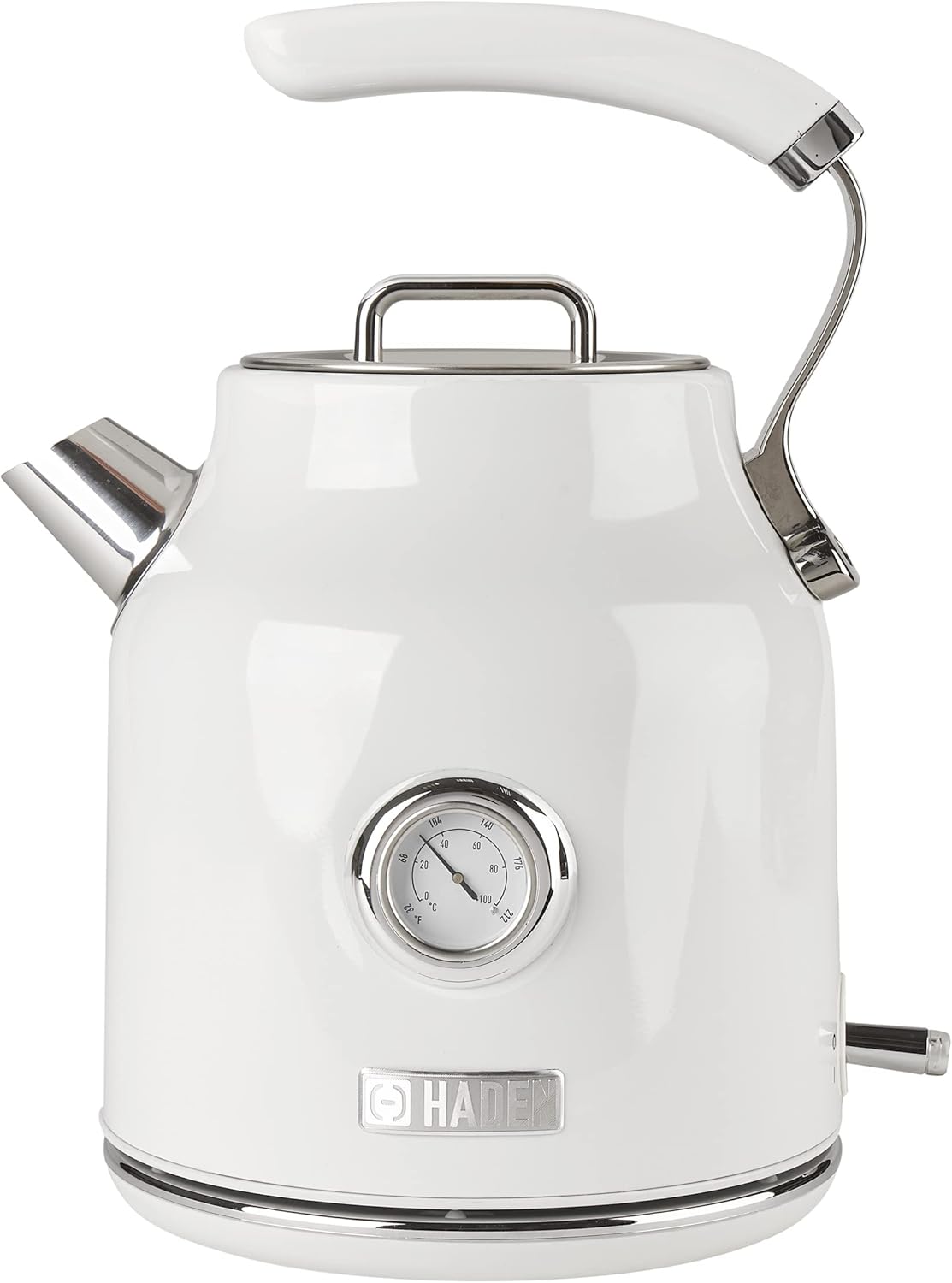 Haden Dorset 1.7 Liter Stainless Steel Electric Kettle, Hot Water Kettle with 360-Degree Base and Auto Shutoff, Ivory & Chrome