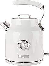 Haden Dorset 1.7 Liter Stainless Steel Electric Kettle, Hot Water Kettle with 360-Degree Base and Auto Shutoff, Ivory & Chrome