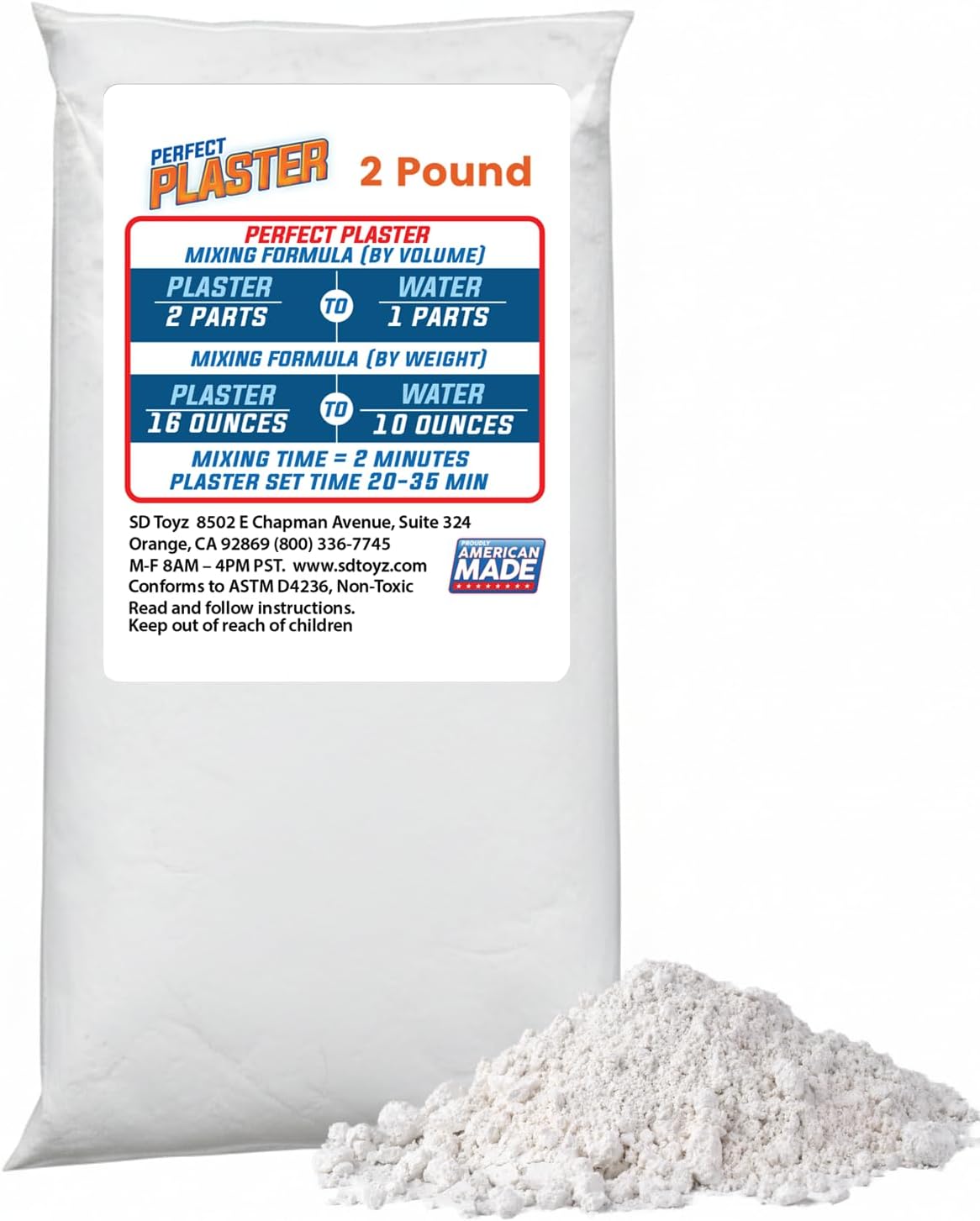 Perfect Plaster for Pottery & Ceramic Slip Casting Molds, Non-Toxic Water-Based Powder Material for DIY Mold Making, Clay Reclaim Slabs, Sculptures & Crafts, Fast-Curing, USA Made, 2 lb Bag