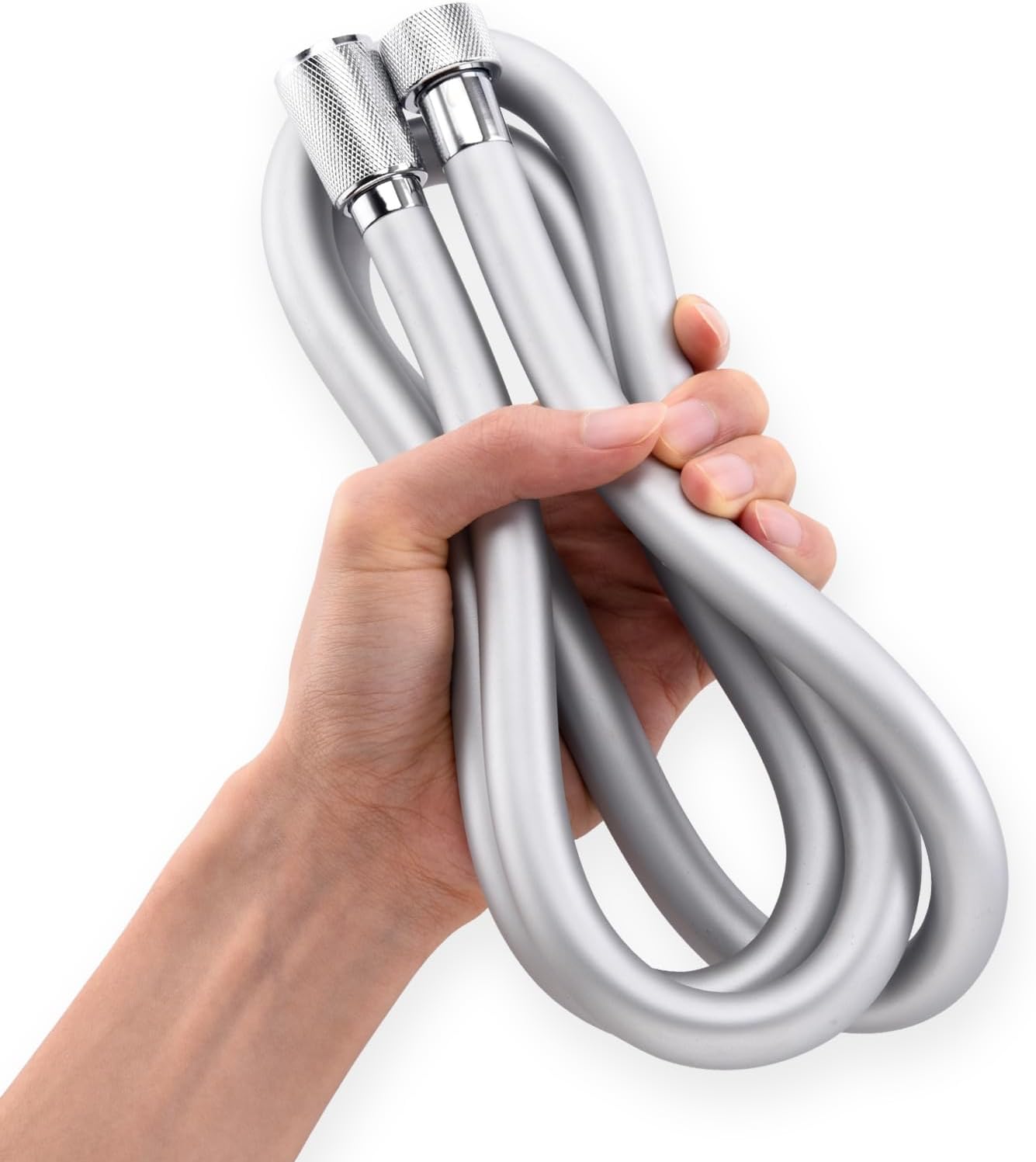 59 Inches Silver Silicone Shower Head Hose Replacement For Cleaning | High Pressure Shower Hose Extra Long,Flexible Shower Bidet Hoses with Brass Insert and Nut,Rv Showerhead Hose Replacement