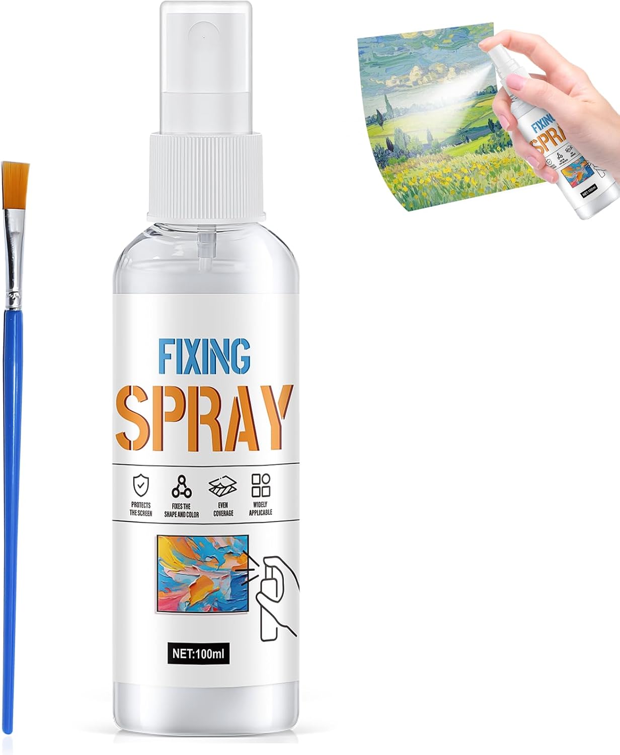 Fixative Spray for Art, Fixative Spray for Pencil, Charcoal and Pastel Drawings, Acrylic Sealer Sprays, High Fixing Effect, Colourless, Fast Drying 100 ml