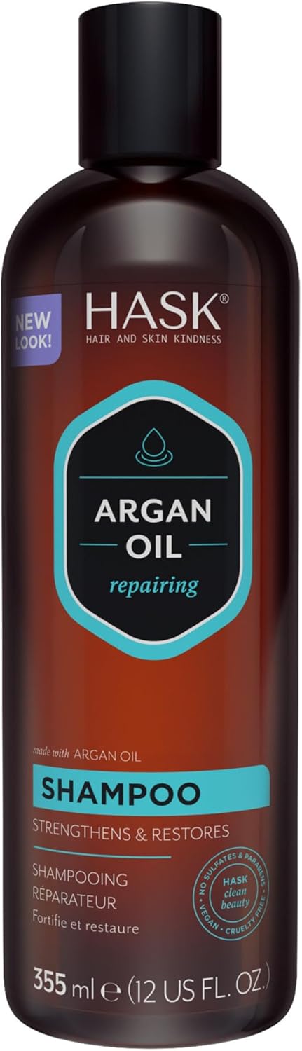 HASK Argan Oil Shampoo, Repairing for all hair types, colour safe, and cruelty-free - 1 355mL Bottle