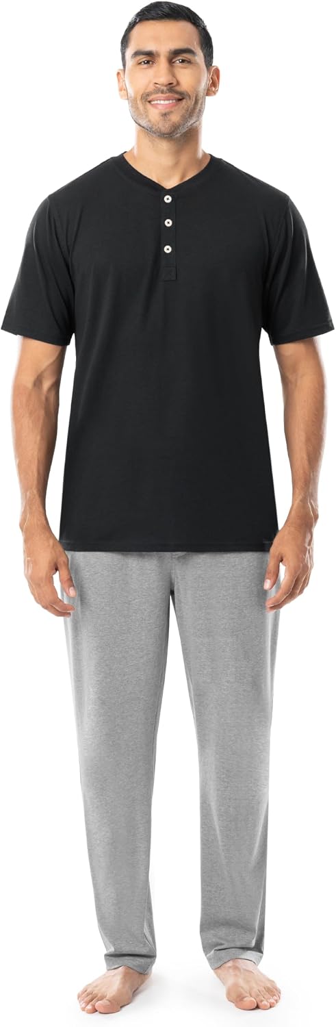 Fruit of the Loom mens 2-piece Jersey Knit Pajama Set