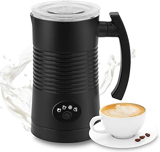 Electric Coffee Milk Frother, Milk Steamer Soft Foam Maker with Two Whisks for Frothing and Heating Milk, 4 IN 1 Multifunction for Hot & Cold Froth, Automatic off & Easy Cleaning
