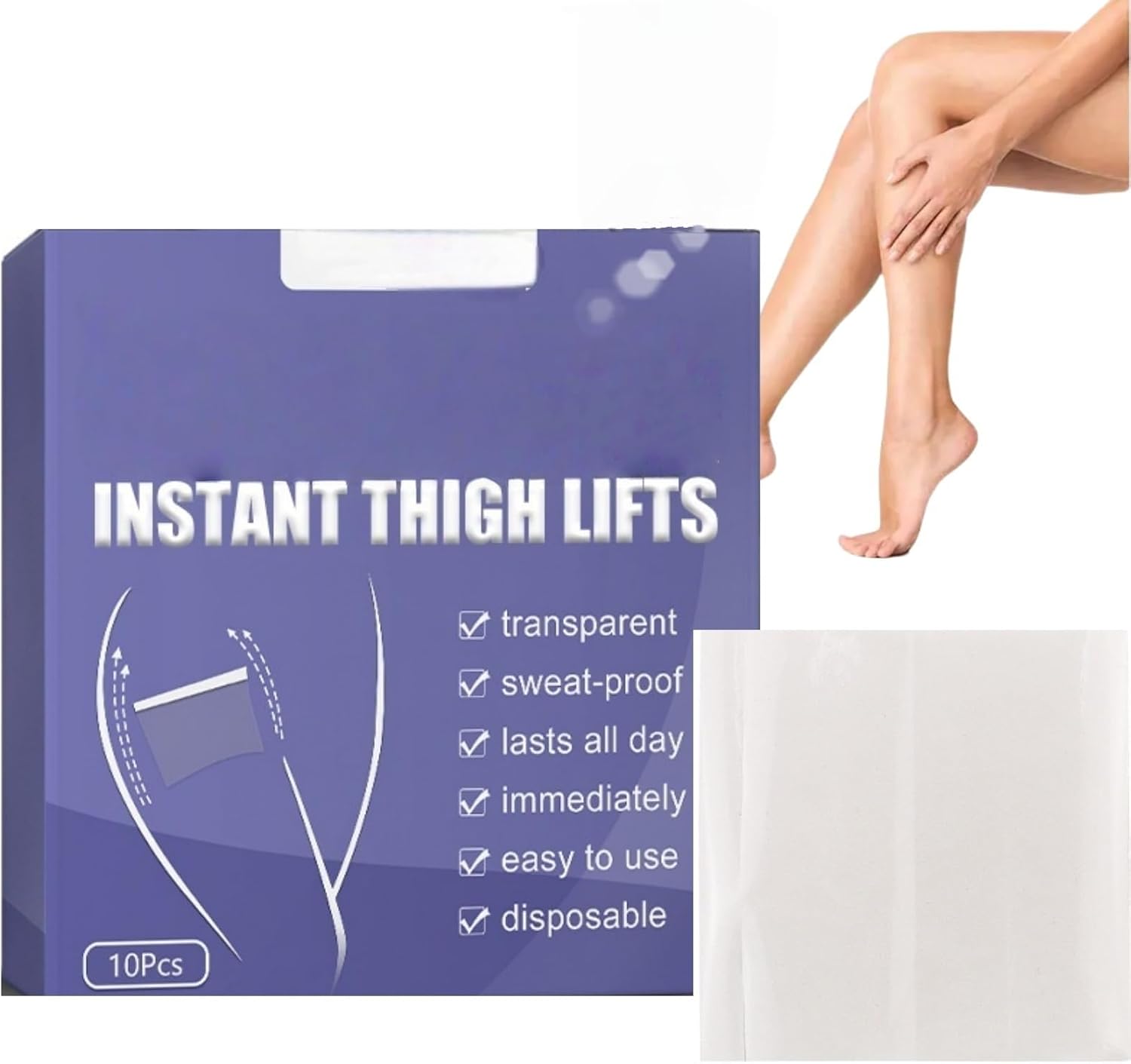 10PCS Body Tape for Skin Thigh Lift Tape,Invisiblely Leg Lifting Sticker,All-Day Sweatproof Body Shaping,Leg and Thigh Lifters,Firming Leg Thigh Lifters,Day Sweatproof Invisible Body Shaping Tape