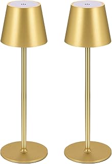 BGFHome Cordless Table Lamp LED Desk lamp,5000mAh Rechargeable Touch Night Light Wireless Minimalist Design for/Restaurant/Bedroom/Bars/Outdoor Party/Camping/Coffee Shop(2 Pack Gold)…