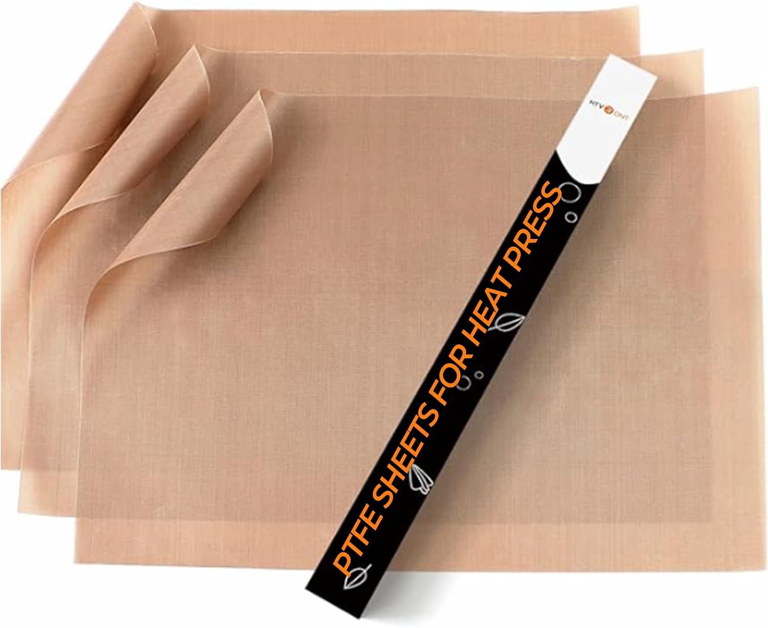 HTVRONT PTFE Sheets for Heat Press - 3 Pack Non Stick PTFE Polytetrafluoroethylene Sheet Reusable 12 x 16" PTFE Coating Paper Heat Resistant PTFE Mat(Brown) | Non-Stick Protection,Heavy-Duty Reusable,protects both garment and platen in one sheet,without warping or tearing