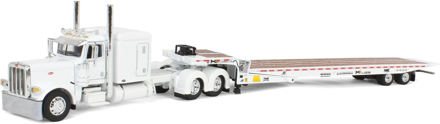 First Gear DCP 1/64 White Peterbilt 389 w/Landoll 440B-50CA Traveling Axle Trailer 60-2033