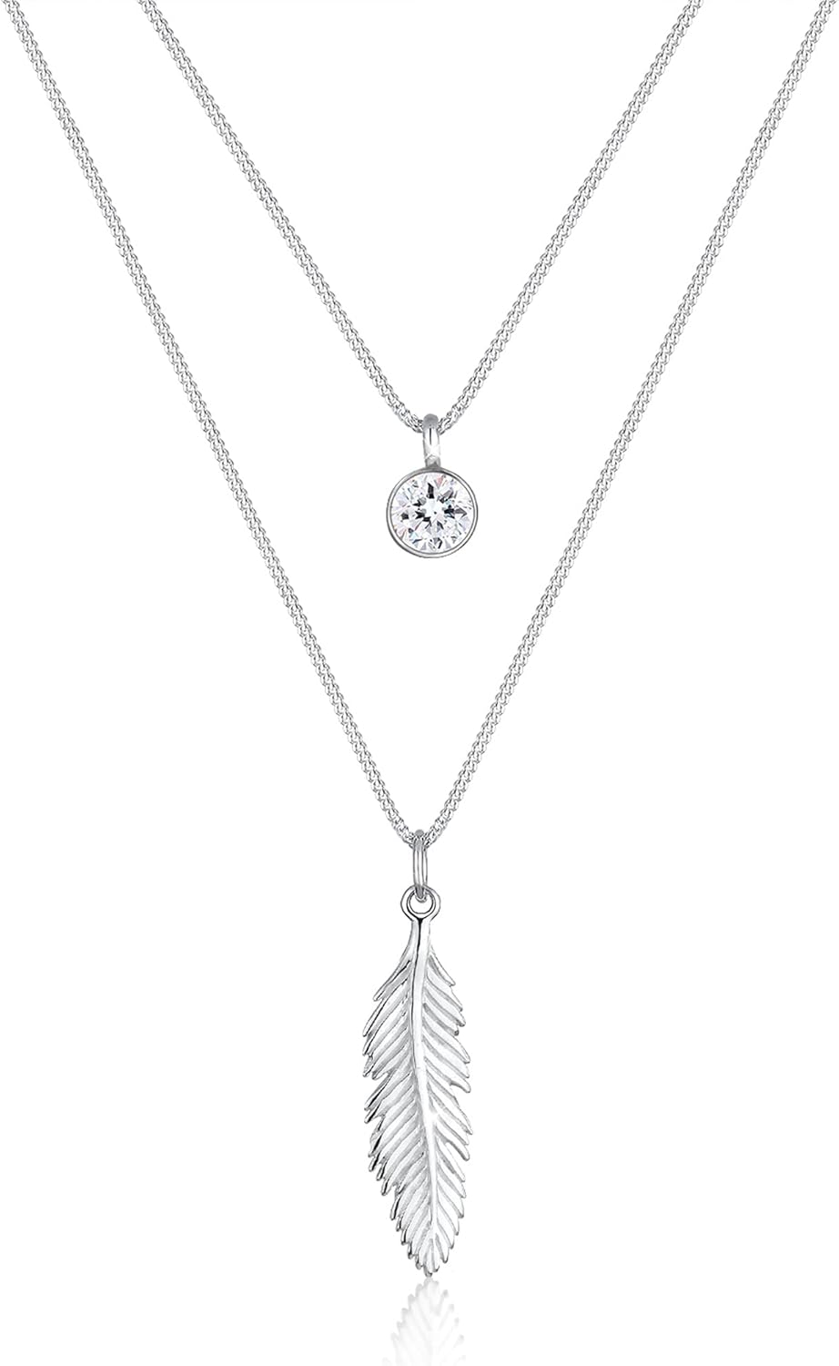 Elli Necklace Feather Boho Festival Crystals 925 Sterling Silver
