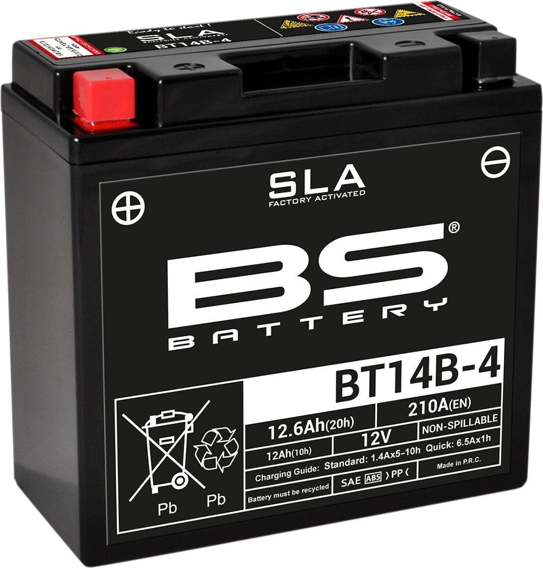 BS battery 300644 BT14B 4 Sla AGM Motorcycle Battery (Black)