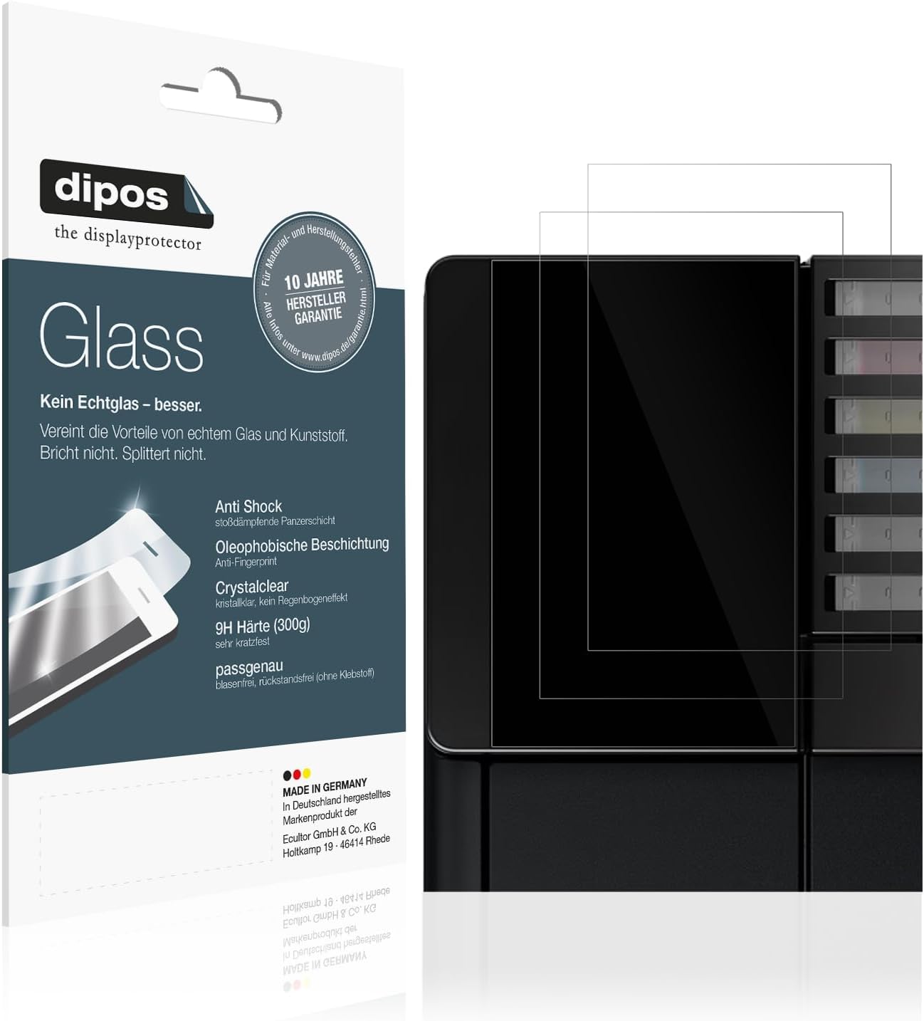 dipos I 2x Screen Protector compatible with Epson EcoTank ET-8550 Flexible Glass 9H Display Protection