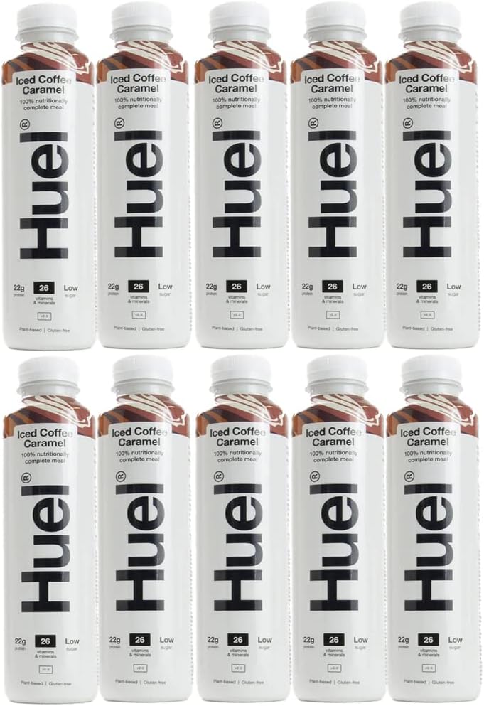 10 x 500ml Vegan Iced Coffee Caramel Fruit Drink Natural Smoothie Meal Vitamins Minerals Low Sugar Protein Juice