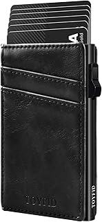 Minimalist Wallet for Men, Pop Up Wallet Quick Access to Cards, Slim Wallet for Men,Hold 7 Credit Cards, Card Holder Wallet for Men,RFID Blocking Protection, Genuine Leather, Black