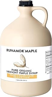 Runamok Organic Maple Syrup, Grade A Golden, 1 Gallon, Vermont, Pure Natural Sweetener