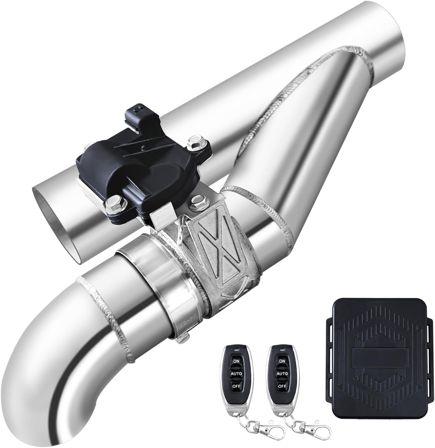 2 Inch Electric Exhaust Cutout with Elbow Valved Muffler Valvetronic Exhaust Valve Kit