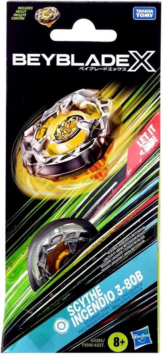 Beyblade X Scythe Incendio 3-80B Booster Pack Set, Stamina Type Top with Balance Blade, Customisable Bey Toy for Kids 8+, Beystadium & Launcher Sold Separately