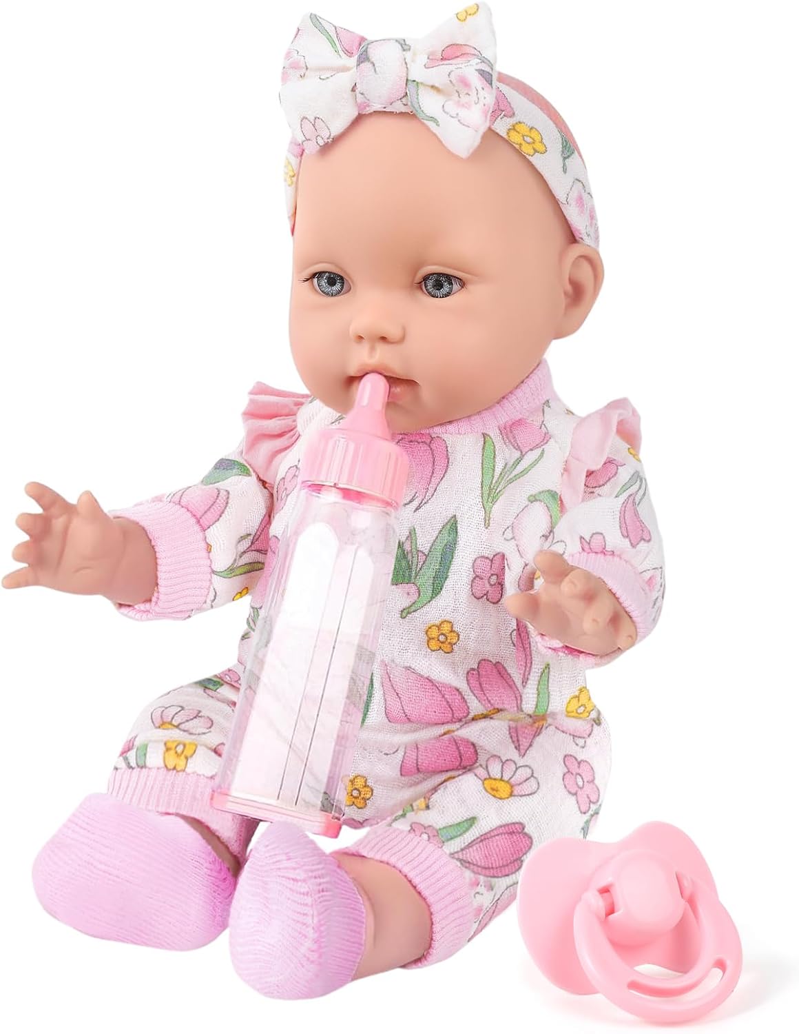 12" Girl Baby Dolls with Doll Clothes and Accessories,First Baby Doll Playset Includes Feeding Bottle,Pacifier Gift Idea for Toddler 3 Ages and Up