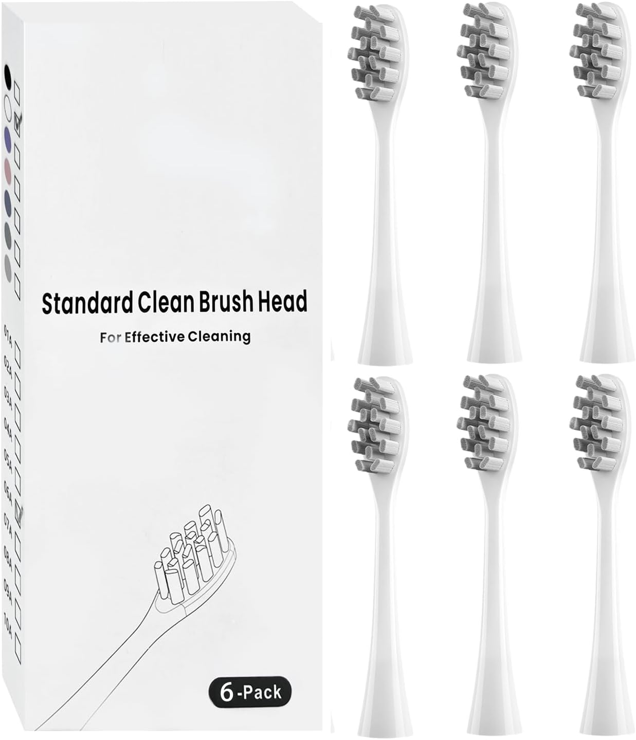 6 Pack Replacement Brush Heads Compatible with Oclean Electric Toothbrush Heads for Oclean Spark, Flow, X Pro, X Pro Elite, X Pro Digital, X Lite, X10, X Ultra, Air2, F1 (White)